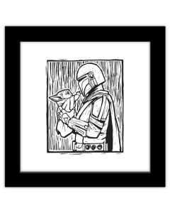 Gallery Pops Star Wars: The Mandalorian - Mando & Grogu Lino-Cut Wall Art