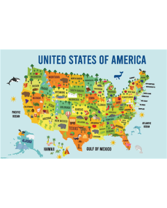 Geography - USA Map Animals And Icons 26