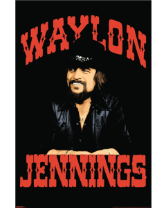 Waylon Jennings - Red Name Portrait