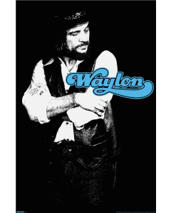 Waylon Jennings - Blue Logo Portrait