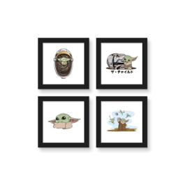 Gallery Pops The Mandalorian - Grogu Manga Bundle (4-Pack) Framed Wall Art